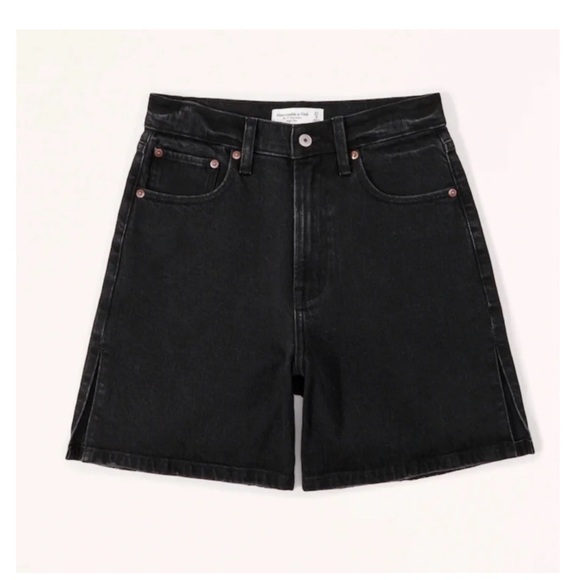 Abercrombie & Fitch Pants - Abercrombie & Fitch Curve Love High Rise Dad Shorts Black Stretch Denim NWT-32